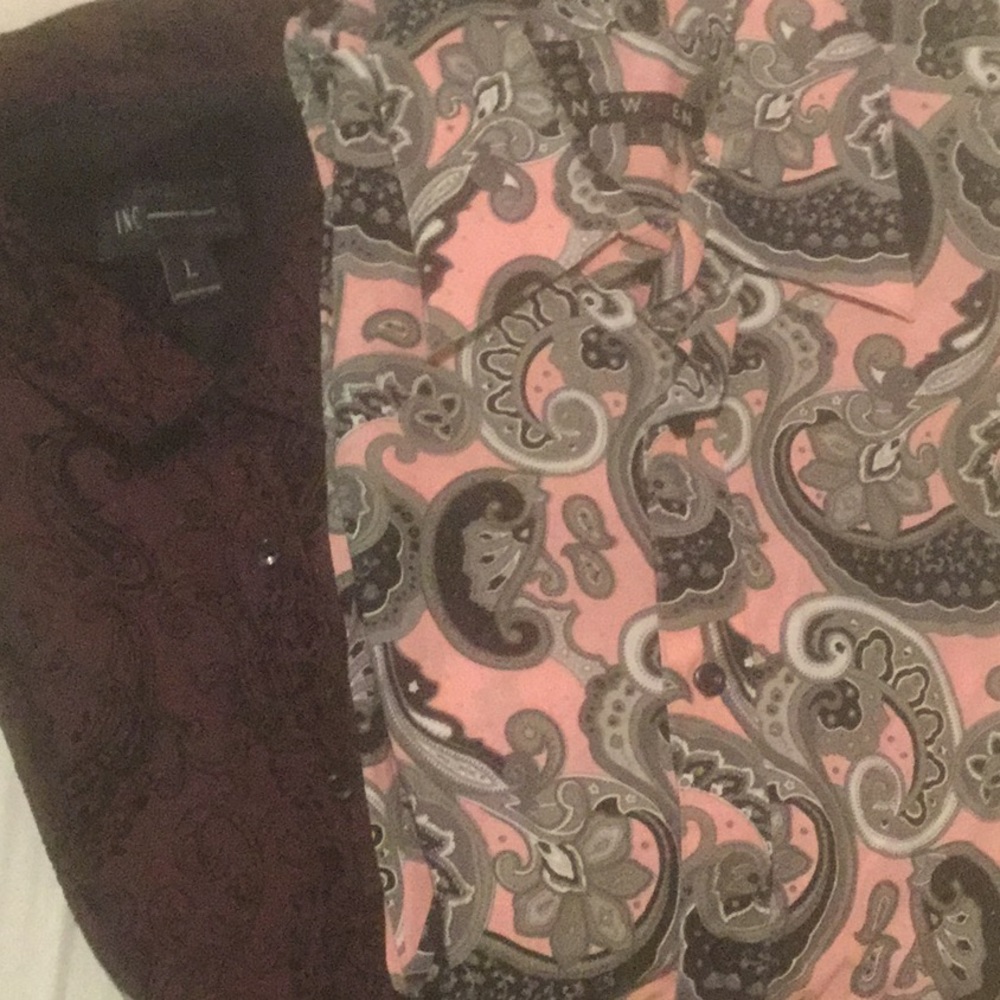 2 men’s large paisley long sleeve button up shirts